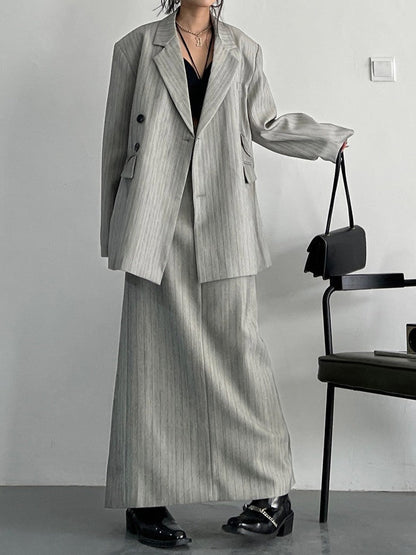 Vintage-style gray striped jacket TK0386
