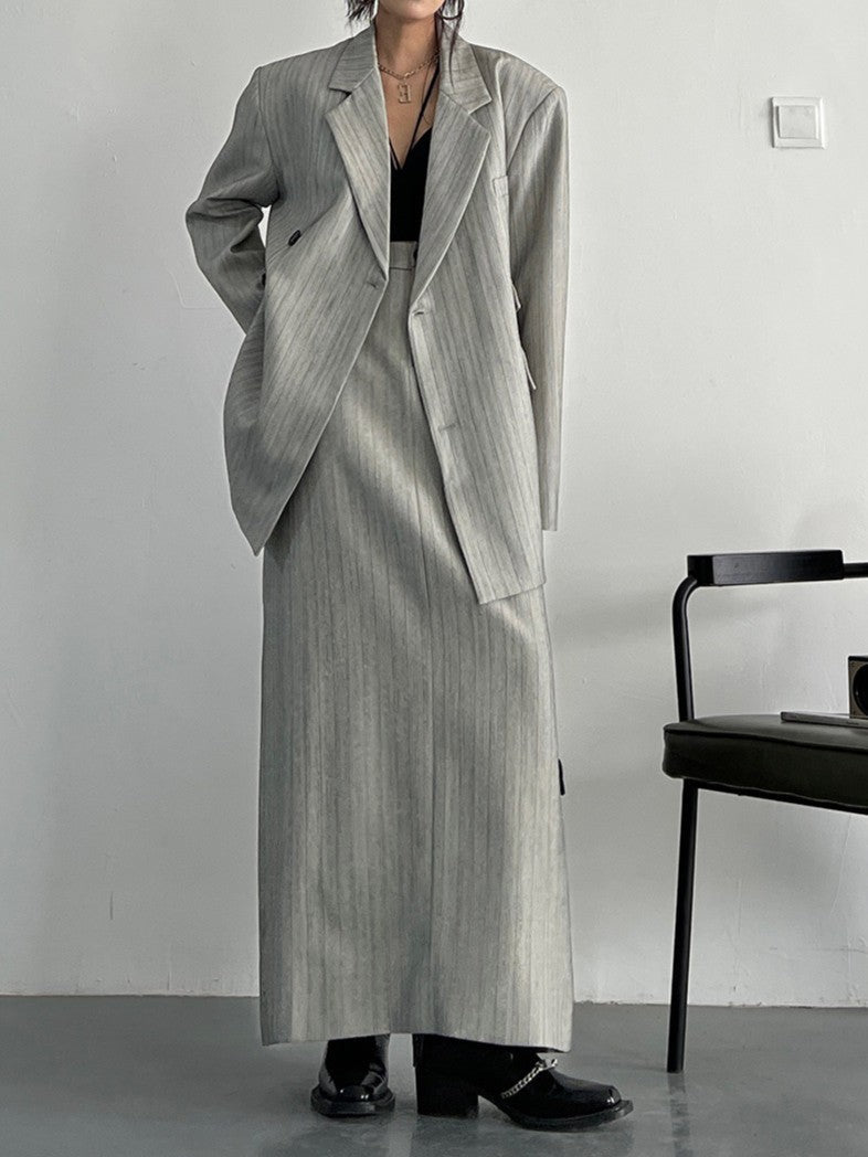 Vintage-style gray striped jacket TK0386