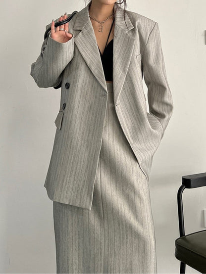 Vintage-style gray striped jacket TK0386