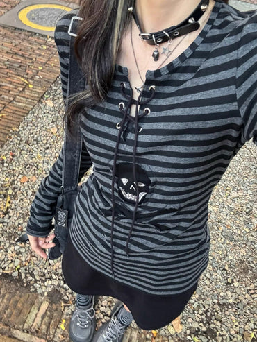 Striped long-sleeved T-shirt TK0392
