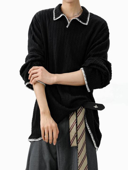 Two-tone collared sweatshirt TK0394