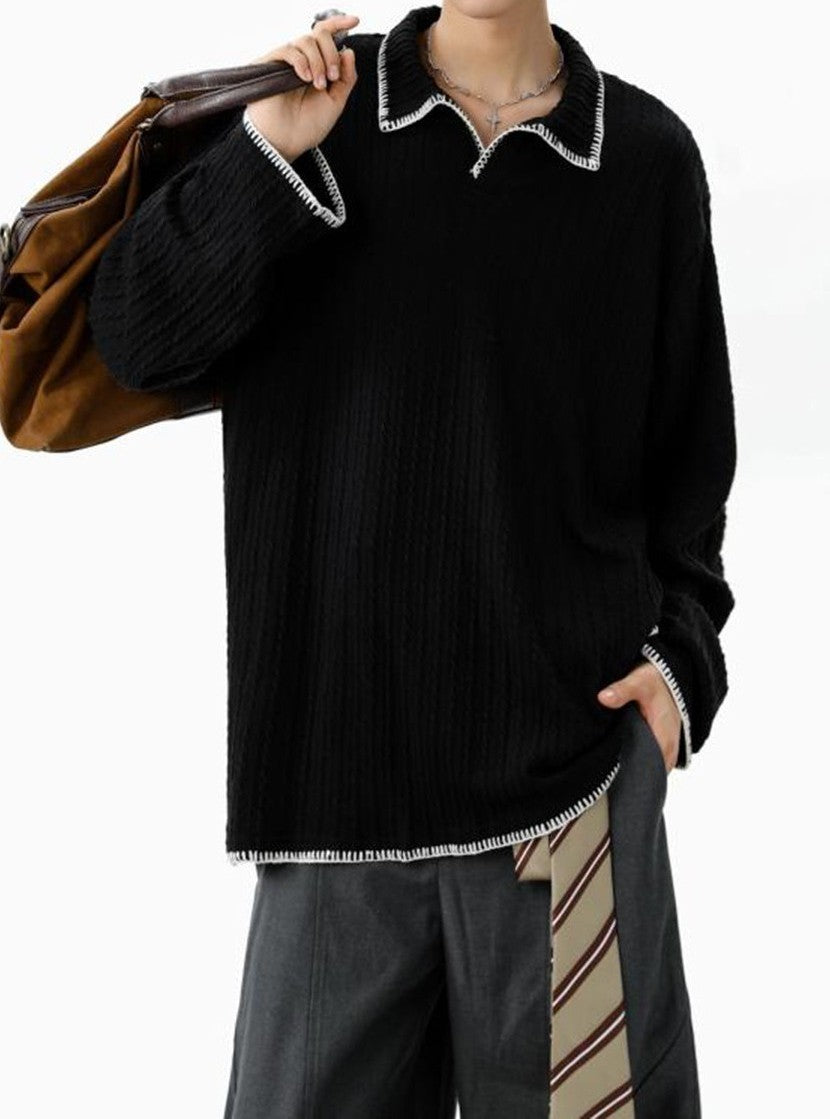 Two-tone collared sweatshirt TK0394