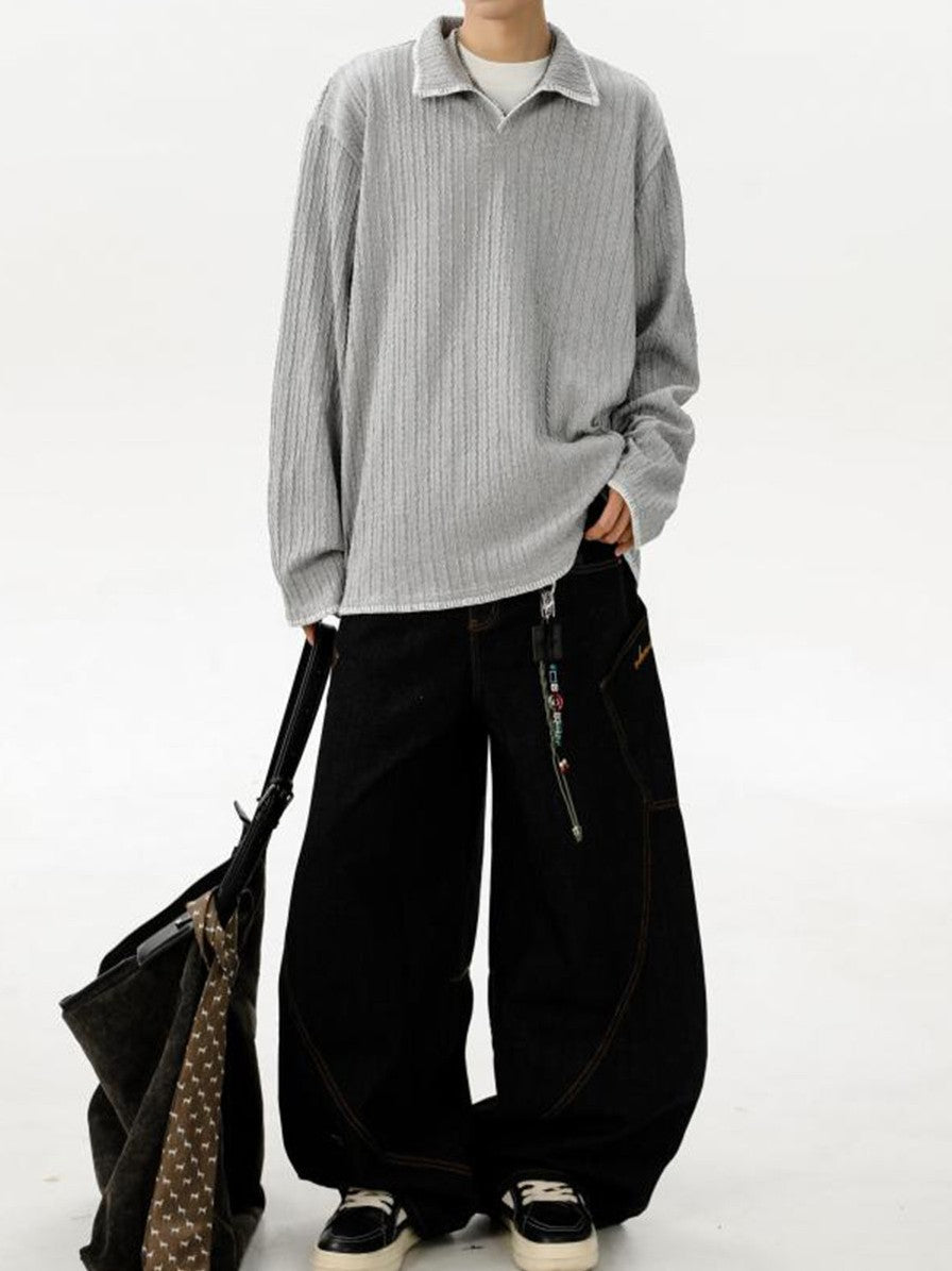 Two-tone collared sweatshirt TK0394