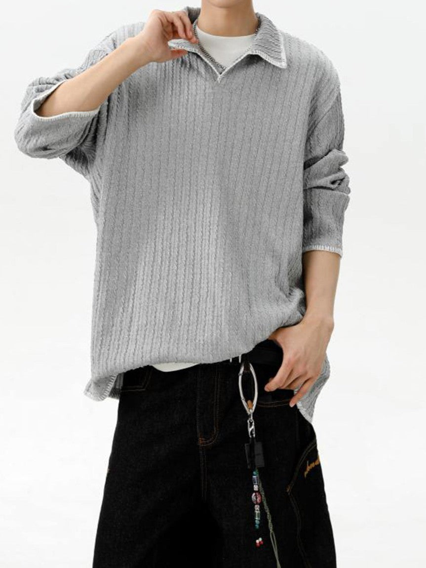 Two-tone collared sweatshirt TK0394