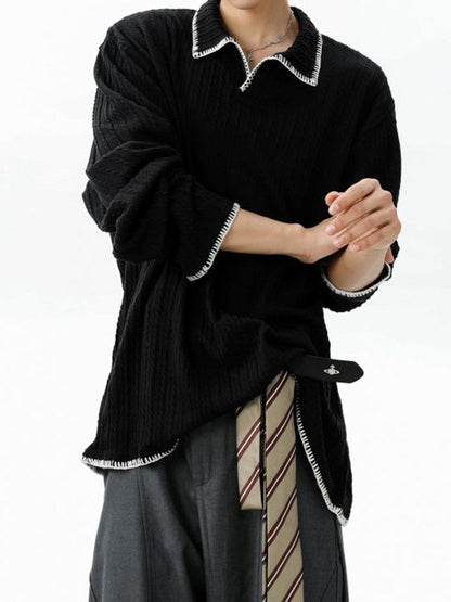 Two-tone collared sweatshirt TK0394