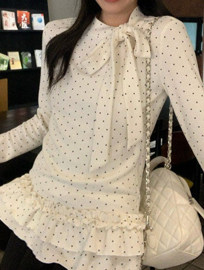 Polka Dot Frill Hem Inner Top TK0398