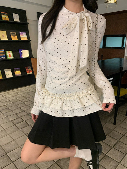 Polka Dot Frill Hem Inner Top TK0398
