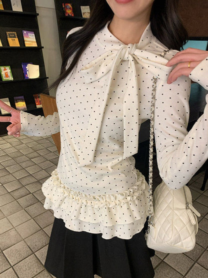 Polka Dot Frill Hem Inner Top TK0398