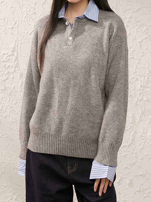 Faux layered knit top TK0399