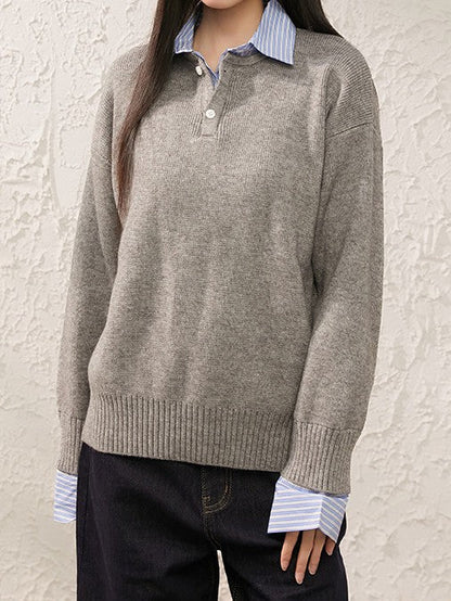 Faux layered knit top TK0399