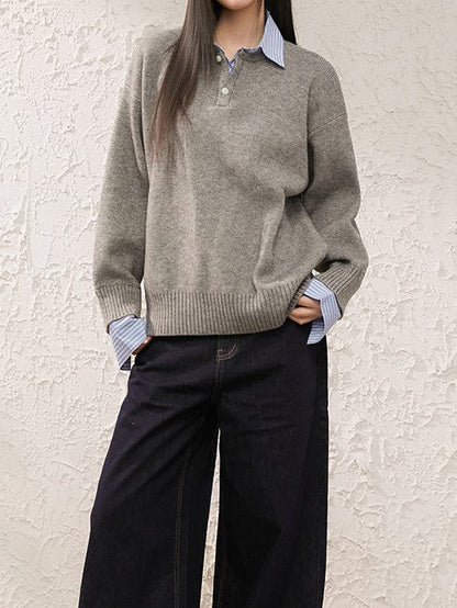 Faux layered knit top TK0399
