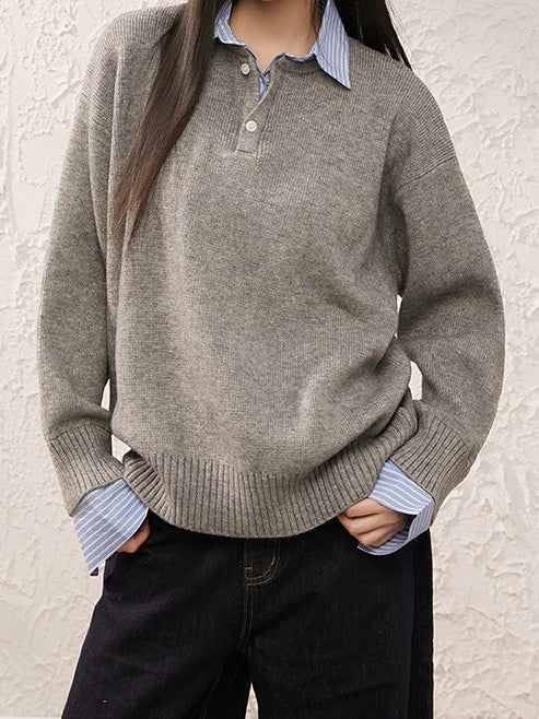 Faux layered knit top TK0399