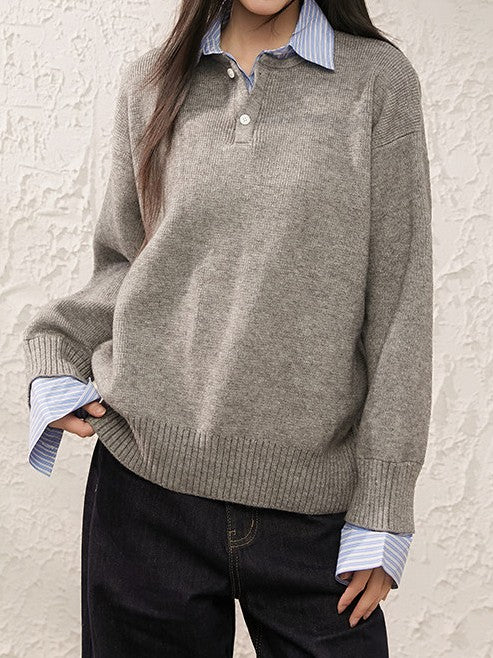 Faux layered knit top TK0399