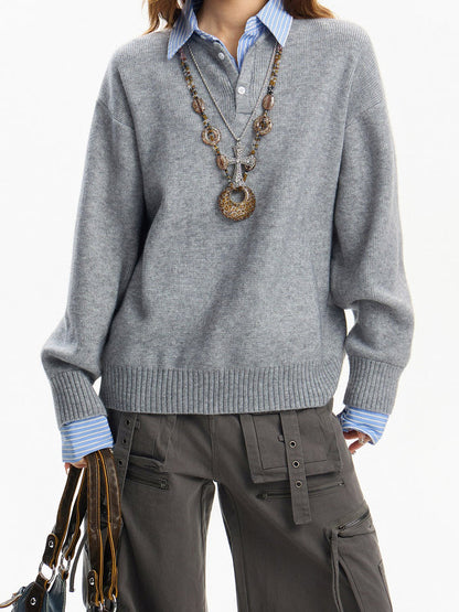 Faux layered knit top TK0399