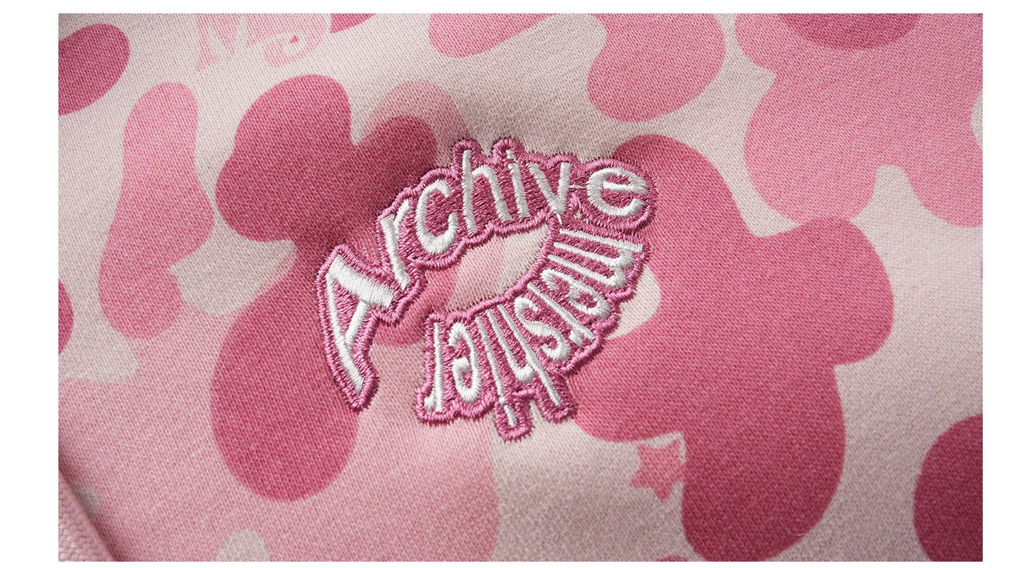 Pink camouflage zip-up hoodie TK0401