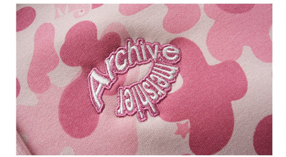 Pink camouflage zip-up hoodie TK0401