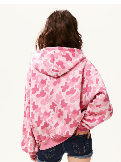 Pink camouflage zip-up hoodie TK0401