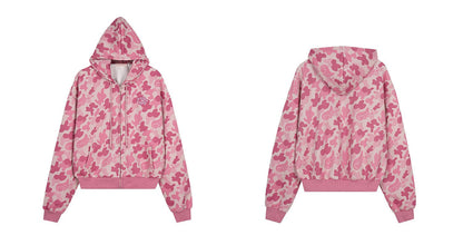 Pink camouflage zip-up hoodie TK0401