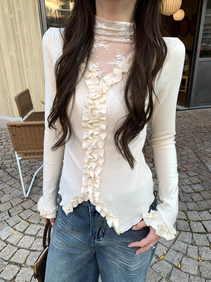 Apricot Frill Ribbon Cut and Sew Top TK0408