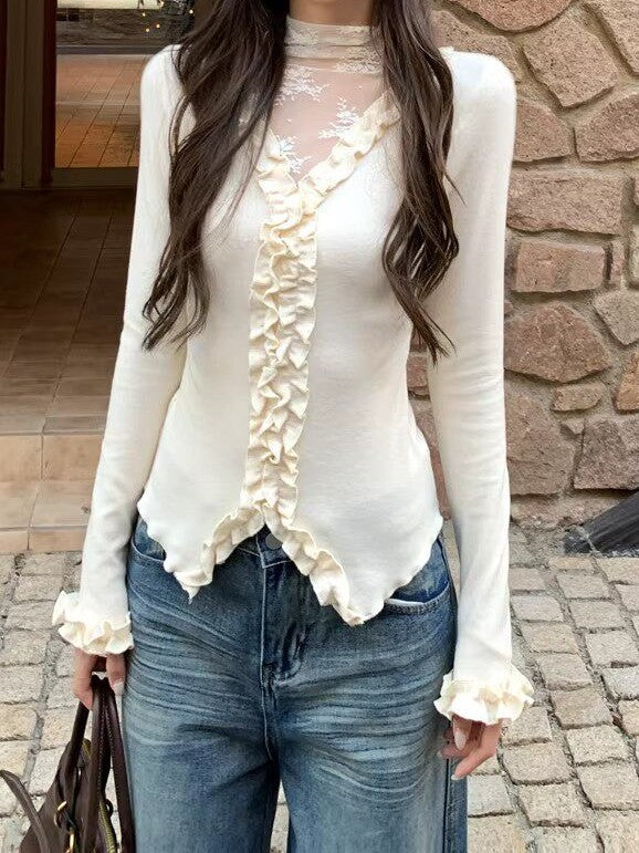 Apricot Frill Ribbon Cut and Sew Top TK0408