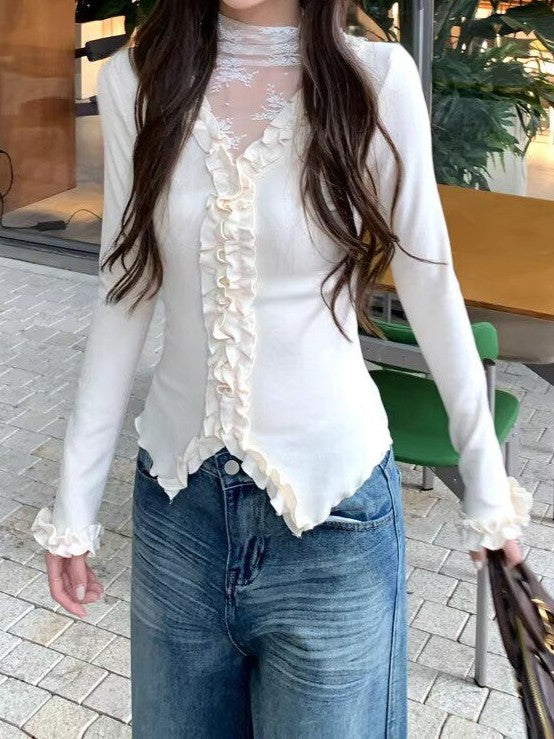 Apricot Frill Ribbon Cut and Sew Top TK0408