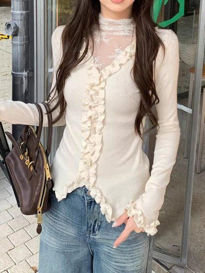 Apricot Frill Ribbon Cut and Sew Top TK0408