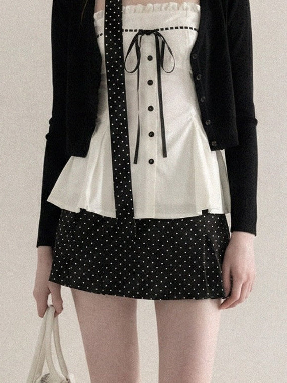 Black polka dot mini skirt TK0412