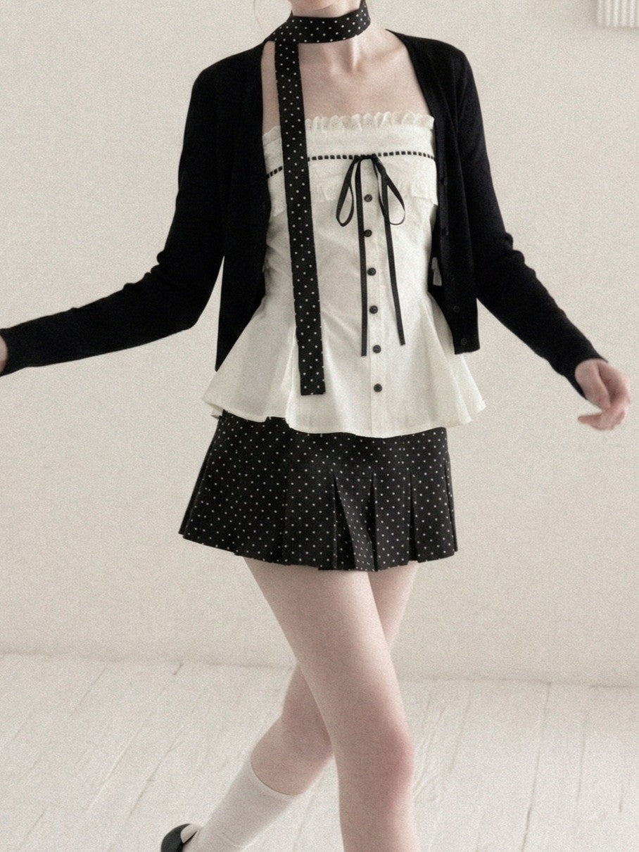 Black polka dot mini skirt TK0412