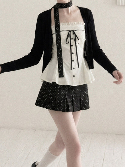 Black polka dot mini skirt TK0412