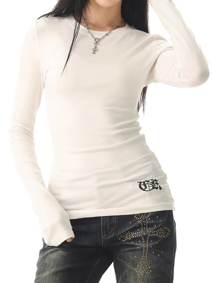 2-Way Logo Print Long Sleeve Tee TK0416