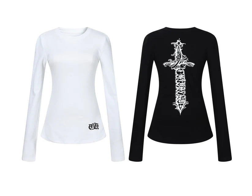 2-Way Logo Print Long Sleeve Tee TK0416