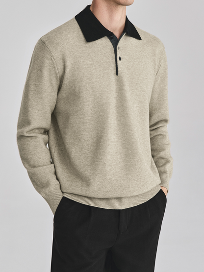 Unisex Polo Collar Knit Sweater TK0428