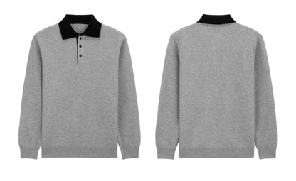 Unisex Polo Collar Knit Sweater TK0428