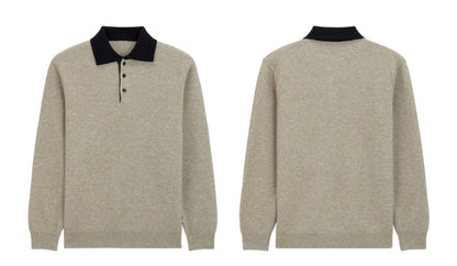 Unisex Polo Collar Knit Sweater TK0428