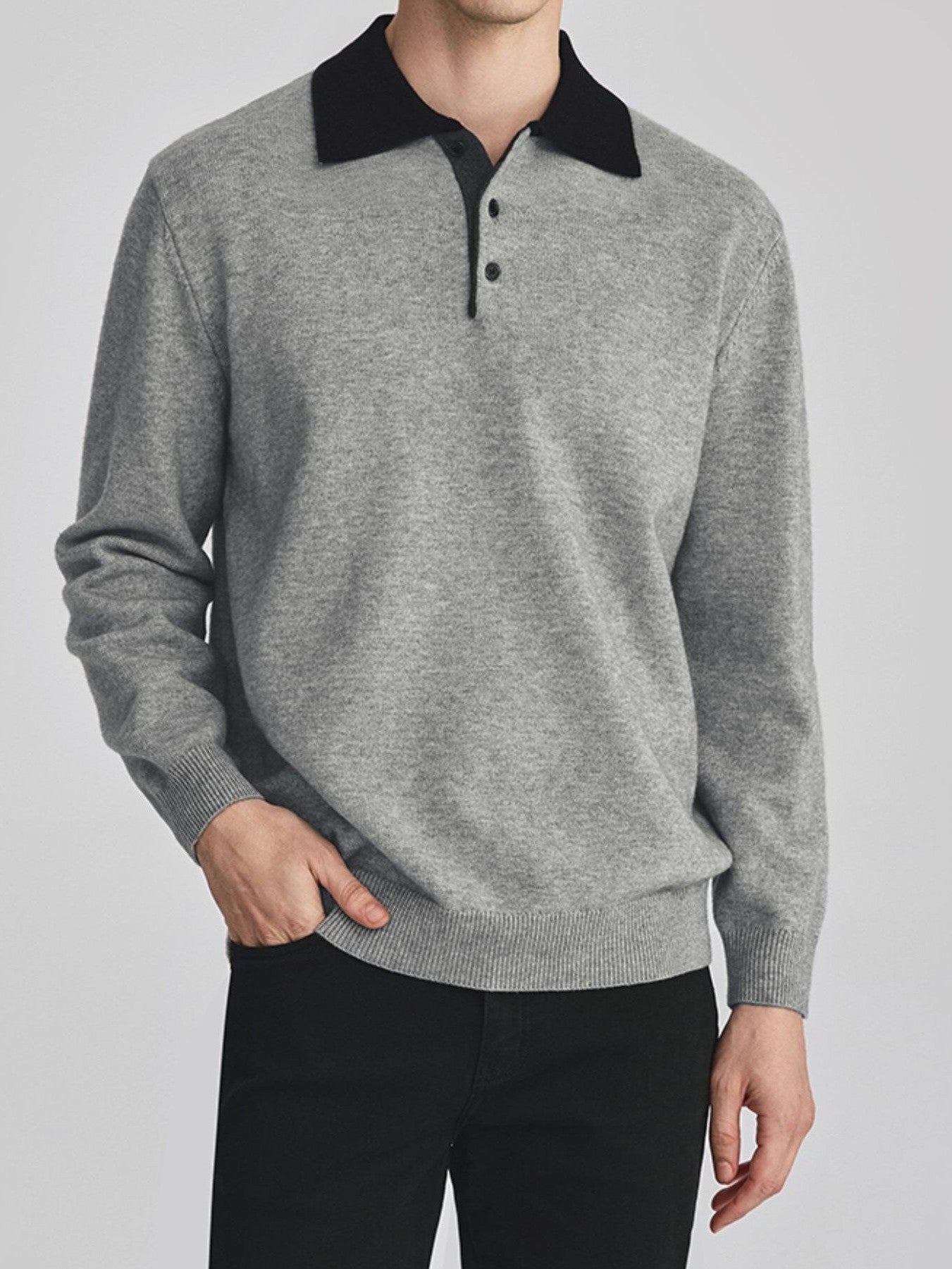 Unisex Polo Collar Knit Sweater TK0428
