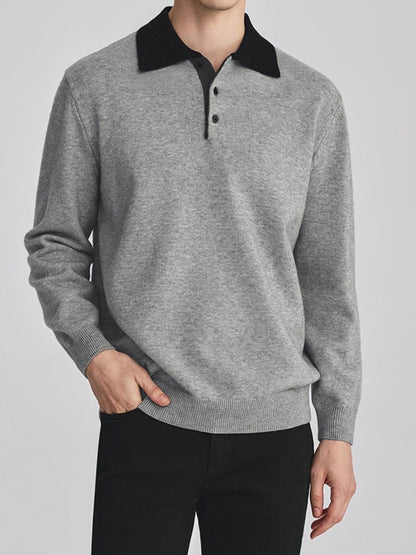 Unisex Polo Collar Knit Sweater TK0428