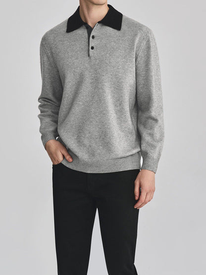 Unisex Polo Collar Knit Sweater TK0428