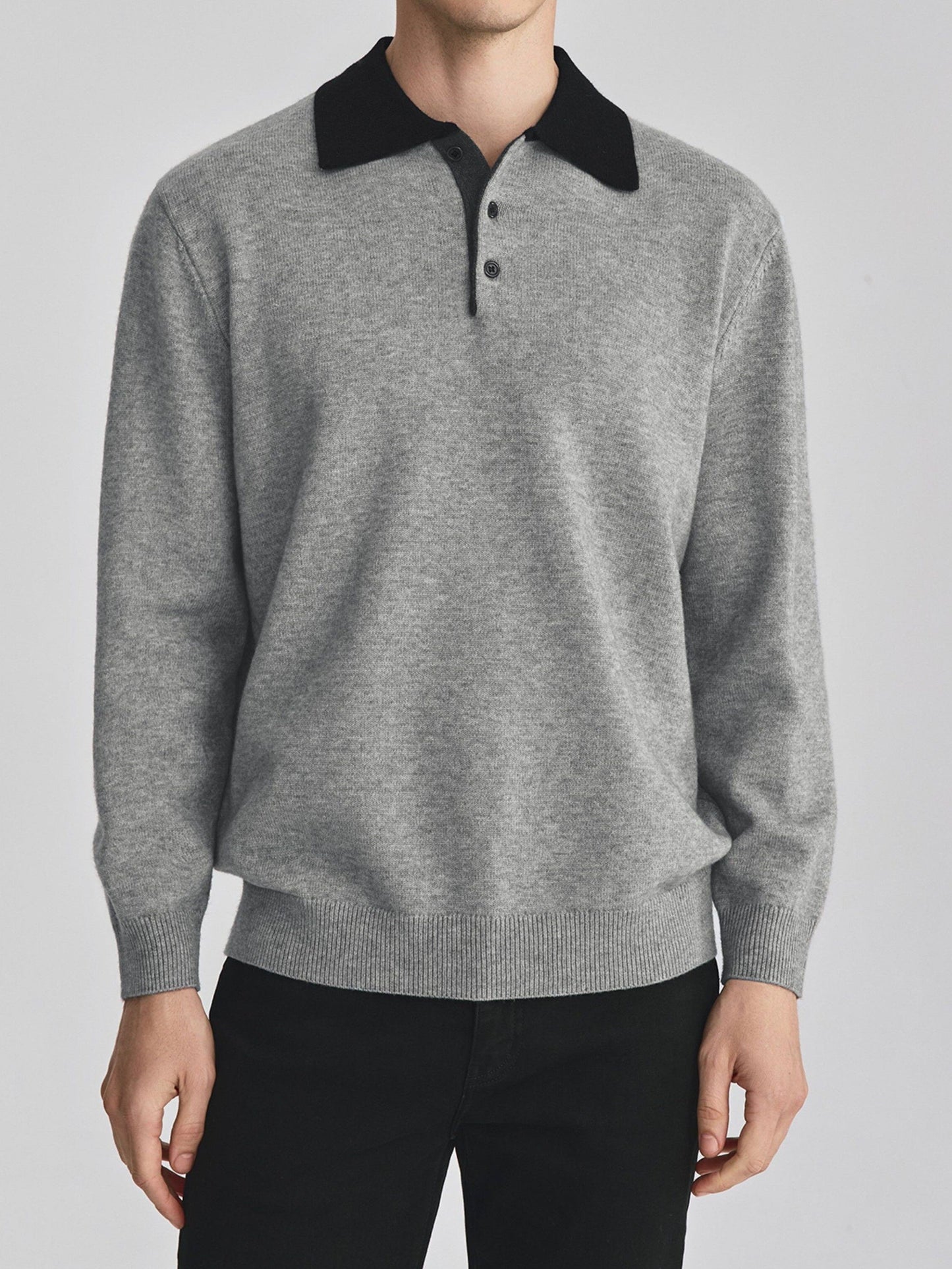 Unisex Polo Collar Knit Sweater TK0428