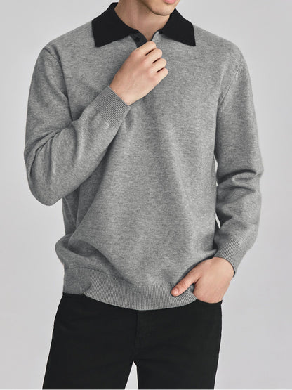 Unisex Polo Collar Knit Sweater TK0428