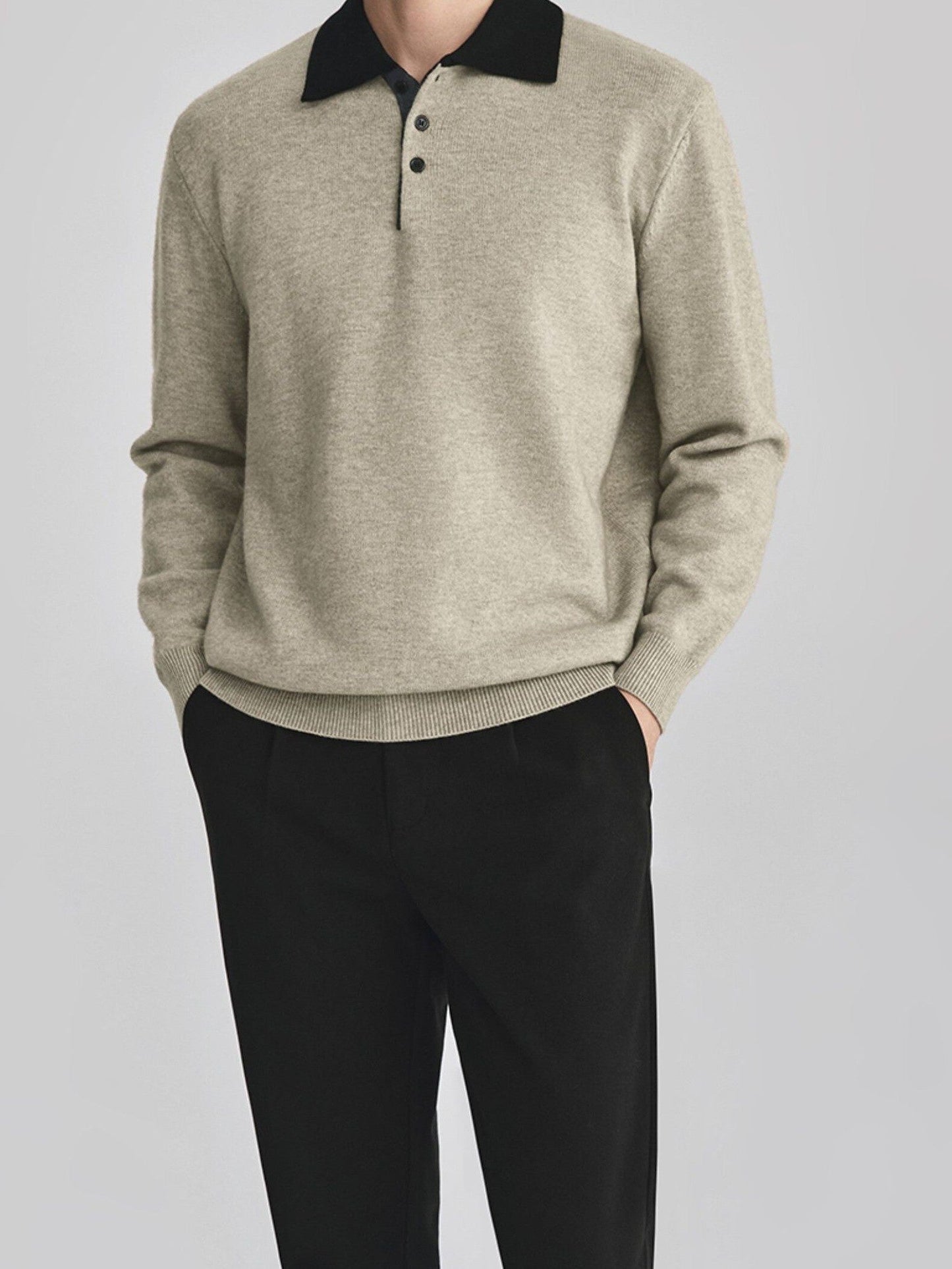 Unisex Polo Collar Knit Sweater TK0428