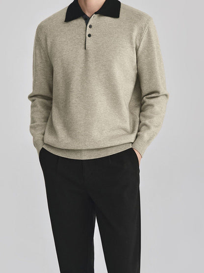 Unisex Polo Collar Knit Sweater TK0428