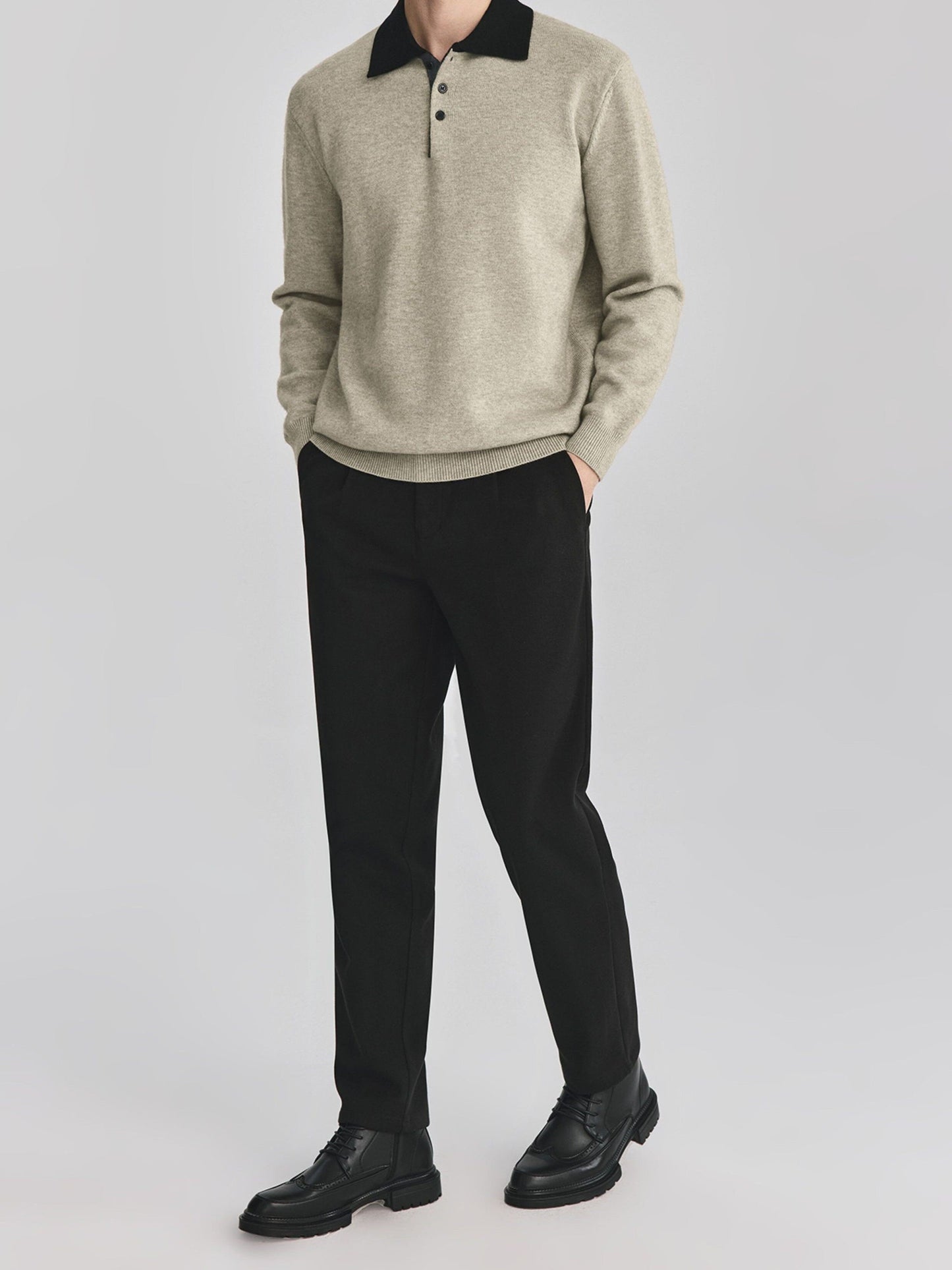 Unisex Polo Collar Knit Sweater TK0428