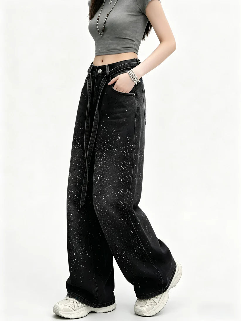Rhinestone Barrel-Leg Jeans TK0469