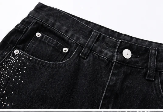 Rhinestone Wide Leg Jeans TK0484