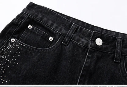 Rhinestone Wide Leg Jeans TK0484