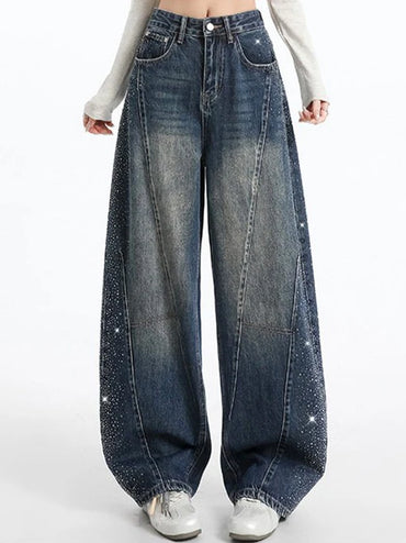 Rhinestone Wide Leg Jeans TK0484