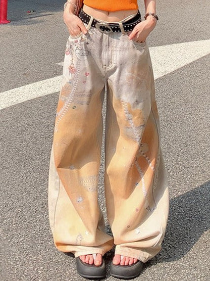 Chain Print Wide Leg Jeans TK0515
