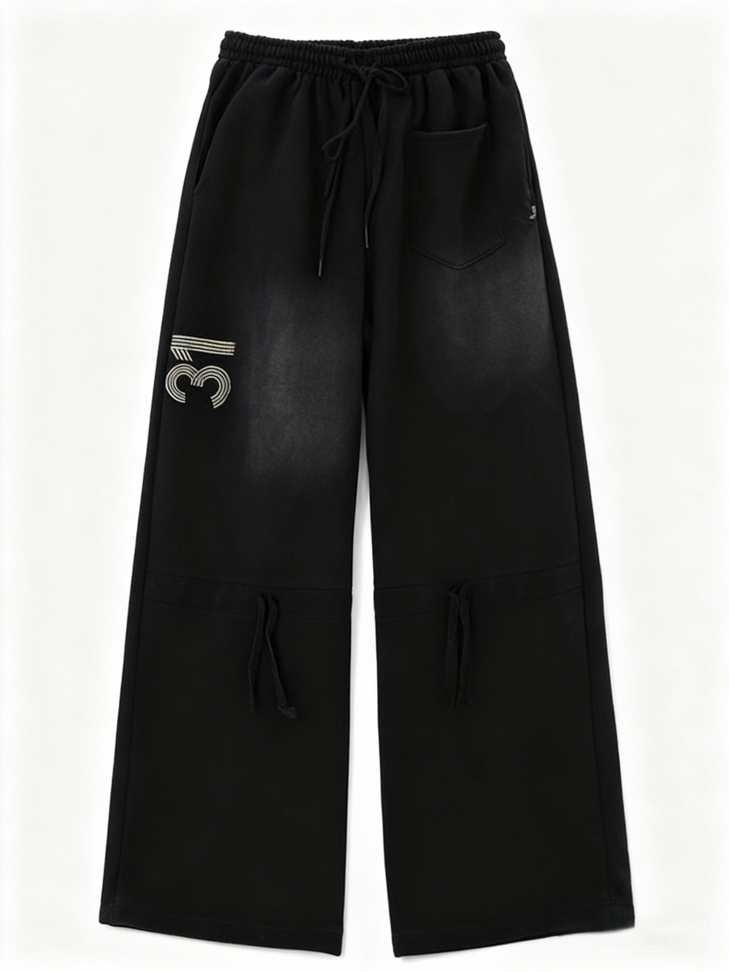 Black Gradient Curved Sweatpants TK0288