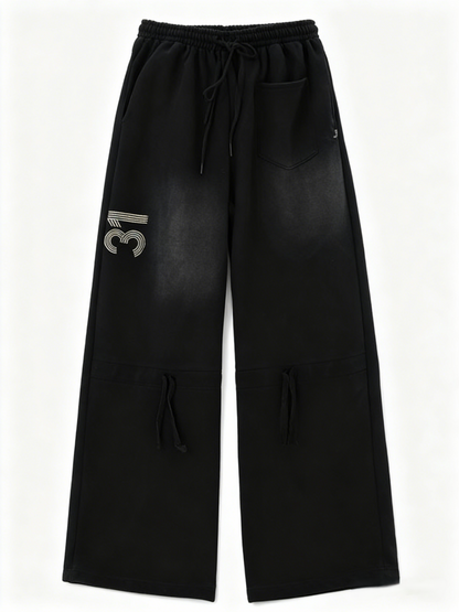 Black Gradient Curved Sweatpants TK0288