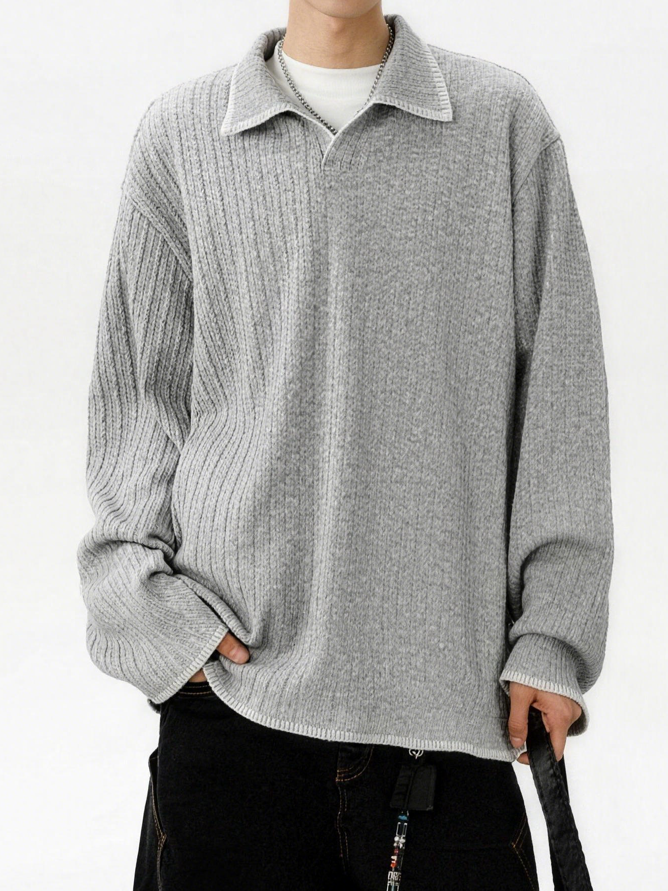 Two-tone collared sweatshirt TK0394